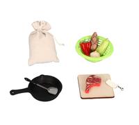 CAZSTYK Figurine modèle d ' ustensiles de Cuisine réalistes, A | Nourriture de jeu réaliste de steak et de légumes avec des ustensiles de cuisine pour les, décor de scène