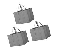 CAZSTYK Grand sac fourre-tout non tissé de grande capacité pour les courses lourdes, solution de rangement pliable, voyage pliable non tissé, gris, Includes bottom plat