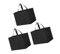 CAZSTYK Grand sac fourre-tout non tissé de grande capacité pour les courses lourdes, solution de rangement pliable, voyage pliable non tissé, Noir , Includes bottom plat