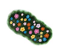 CAZSTYK Grand tapis de bain décoratif à motif floral vert avec texture douce et tissu en polyester robuste avec envers antidérapant et motif printemps pour un sol de salle de bain sûr et confortable