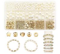 CAZSTYK Kit de fabrication de perles blanches de 720 pièces pour adultes, garçons et filles, boules pour bracelets, colliers, chaînes de taille