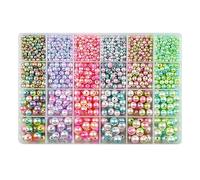 CAZSTYK Lot de 1 890 perles élégantes en ABS pour bracelets, colliers, entretoises de couleur changeantes avec trous pour fabrication de bijoux