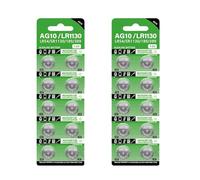 CAZSTYK Lot de 10/20/30/40 piles bouton AG10/LR1130 LR54 SR1130 389 189 pour montres et jouets