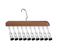 CAZSTYK Lot de 10 organiseurs en bois à clip en acier inoxydable pour chapeaux et vêtements