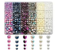 CAZSTYK Lot de 1890 perles rondes à tricoter de 4/6/8/10 mm avec trou pour la fabrication de bijoux