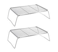CAZSTYK Lot de 2 grilles de cuisson pliables en acier inoxydable pour camping, rassemblement et préparation des repas, barbecue fin