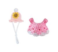 CAZSTYK Lot de 2 jolies tenues tissées Gerbille avec chapeau, vêtements lavables confortables pour les petits animaux, les fêtes, les réunions photo, les gerbille, ensemble de chapeau