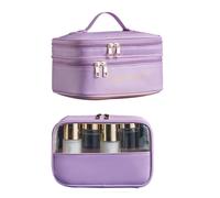 CAZSTYK Lot de 2 trousses de maquillage pour femme et fille - Étanche - Trousse de voyage pour soins personnels - Sac à main de grande capacité, violet