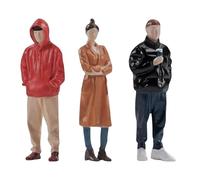 CAZSTYK Lot de 3 figurines en résine robuste peintes à l'échelle 1/32 - Accessoire portable pour embellir les maisons de poupées miniatures