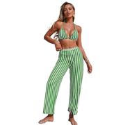 CAZSTYK Lot de 3 maillots de bain à rayures à séchage rapide pour femme avec pantalon long, texture en tissu respirant pour sports aquatiques actifs