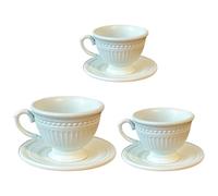 CAZSTYK Lot de 3 tasses à café et assiettes pour maison de poupée française pour simulation de scène miniature