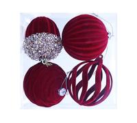 CAZSTYK Lot de 4 décorations de Noël en velours - Plusieurs couleurs - Décorations de vacances pour festival, maison, vente au détail - Boule de Noël à suspendre
