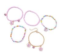 CAZSTYK Lot de 5 bracelets colorés en perles de fleurs réglables pour bracelets à perles uniques pour les fêtes et les rendez-vous galants, One Size, Comme décrit