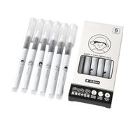 CAZSTYK Lot de 6 stylos à encre gel neutre 0,5 mm, écriture droite, liquide, noir neutre, séchage rapide