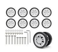 CAZSTYK Lot de 8 roulettes de rechange pour valise, avec compatibilité silencieuse, roulement silencieux, Modèle 49