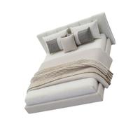 CAZSTYK Maison de poupée miniature 1/20 pour chambre à coucher - Lit double miniature et literie - Design d'intérieur moderne - Accessoire d'affichage de scène de chambre - Lit de poupées réaliste