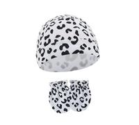 CAZSTYK Moufles pour nouveau-nés doux pour la peau et chapeau pull assorti pour bébé, turban en coton, gants confortables pour 0 à 6 mois, doux pour la peau, Motif léopard noir, Taille unique