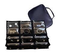 CAZSTYK Organiseur de bijoux en tissu Oxford avec 6 sections zippées transparentes pour une identification facile et un étui de protection pour bijoux de voyage