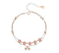 CAZSTYK Ornement de cheville fantaisiste en forme de fleur de pêche - Cloches - Accessoire de cheville en cuivre - Pour printemps - Chaîne de pied délicate en forme de fleur de pêche