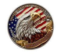 CAZSTYK Pièce d'artefact historique commémorant l'indépendance des 250 ans des États-Unis avec emblèmes nationaux Médailles de collection Médailles de collection US