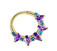 CAZSTYK Piercing de nez polyvalent en acier robuste avec des pierres d'améthyste et de zircone élégantes, style unique, 1.2 10, Comme décrit, Comme décrit.