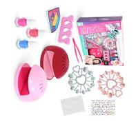 CAZSTYK Portable Nails Design Set for Children Including Small Dryer Polish Stickers File in Compact Travel Case Party Toy