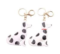 CAZSTYK Porte-clés à la mode avec imprimé animal 2 design chien tacheté léger ornement en cuir PU pour un usage quotidien Porte-clés en cuir PU, Lot de 2 pièces, Taille Unique