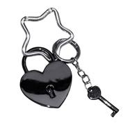 CAZSTYK Porte-clés en forme de cœur surdimensionné avec fermoir étoile délicat - Support tendance élégant pour sac à main - Pendentif tendance, Noir