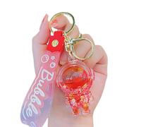 CAZSTYK Porte-clés pratique avec breloque fleur séchée et sables mouvants liquides pour les amateurs d'artistes, joli pendentif à paillettes, Rouge, taille unique