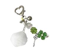 CAZSTYK Porte-clés rétro en forme d'étoile millénaire avec quatre feuilles d'herbe à suspendre pour sac à dos, téléphone, bijoux porte-bonheur, Vert, taille unique