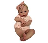 CAZSTYK Poupée avec barboteuse garçon yeux ouverts fait main peau blanche nouveau-né garçon/fille dans des vêtements en silicone pour enfants accessoires bébé