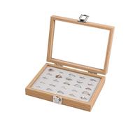 CAZSTYK Présentoir à bijoux en bois avec couvercle de protection pour colliers et bagues Boîte de rangement anti-poussière pour accessoires et bijoux