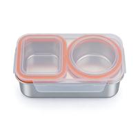 CAZSTYK Récipient de conservation alimentaire pratique en acier inoxydable avec couvercle étanche sécurisé pour repas avec double compartiment, stockage des aliments portable