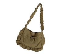 CAZSTYK Sac à bandoulière élégant à motif plissé avec bordure ornée et intérieur spacieux sous les bras pour le transport quotidien essentiel du bureau Sac à main en nylon pour femme, Vert, One Size