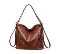 CAZSTYK Sac à bandoulière élégant et léger en polyuréthane, sac à dos pratique parfait pour le travail, le shopping et les activités de plein air, léger et pratique, marron, Without pendant