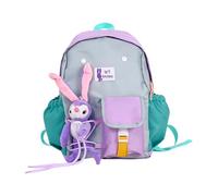 CAZSTYK Sac à dos ergonomique en nylon pour enfants avec bandoulière ergonomique et imprimés de dessins animés, parfait pour les voyages préscolaires pour garçons et filles, violet, Small
