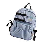 CAZSTYK Sac à livres tendance avec motifs de nœuds, plusieurs compartiments, parfait pour les femmes et les filles, sac à dos tendance japonais, bleu