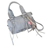 CAZSTYK Sac à main à bandoulière en polyuréthane avec franges accrocheuses et sangle réglable - Sac à main décontracté pour les trajets quotidiens, bleu
