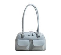 CAZSTYK Sac à main coréen à double poche sous les aisselles pour femmes, simple, couleur unie, rétro, en cuir PU, sac à main aisselle, sac à bandoulière multifonctionnel pour femmes, bleu, One Size