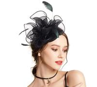CAZSTYK Serre-tête bibi pour femme - Serre-tête bibi à plumes - Bandeau en maille - Bandeau cocktail