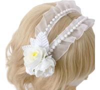 CAZSTYK Serre-tête bleu de style français en dentelle avec fleurs - Accessoire délicat et élégant pour femme et fille