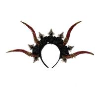 CAZSTYK Serre-tête gothique en corne de chèvre avec fleur pour cosplay, fête, Halloween, bal masqué, fête