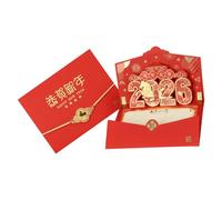 CAZSTYK Steric Popup Carte de vœux pour le Nouvel An chinois Motif année du cheval Carte culturelle traditionnelle pour fête et Nouvel An
