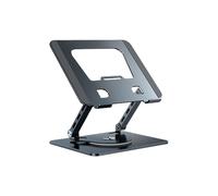 CAZSTYK Support d'ordinateur pliable avec base rotative à 360°, deux axes, refroidissement amélioré, cadre en alliage d'aluminium, suspension de bureau, support rotatif à plusieurs angles pour