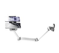 CAZSTYK Support réglable pour tablette et téléphone avec rotation à 360 degrés et bras pliable pour pince de bureau