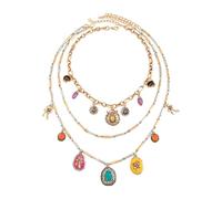 CAZSTYK Sweet and Cool Styles Ensemble de colliers multi-rangs en forme de cœur avec chaînes géométriques Idéal pour les rendez-vous galants Collier en métal antirouille, One Size, Comme décrit, Comme