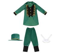 CAZSTYK Tenue de danse irlandaise traditionnelle pour enfants - Costume de feuilles vertes - Chapeau tendance pour exécution sur scène - Ensemble complet irlandais