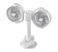 CAZSTYK Ventilateur de bureau à double tête à clipser avec alimentation USB et angles réglables pour la maison et l'utilisation