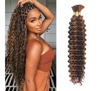 CAZSYSDD Deep Wave Bulk Hair for Braiding 18 inch No Weft Deep Wave Bundles Curly Braiding Hair Extensions for Boho Braids and Wavy Braiding 2 Braids Per Pack (P4/30#, 18inch (1pack))