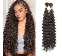 CAZSYSDD Deep Wave Bulk Hair for Braiding 18 inch No Weft Deep Wave Bundles Curly Braiding Hair Extensions for Boho Braids and Wavy Braiding 2 Braids Per Pack (4#, 18inch (1pack))